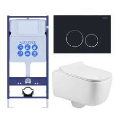 Комплект инсталляции с подвесным унитазом AQUATEK с сиденьем и кнопкой SET AQUATEK ЛУГАНО-020 4в1